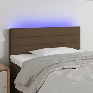Lumarko Zagłówek do łóżka z LED, ciemnobrązowy, 100x5x78/88 cm, tkanina - Inne meble do sypialni - miniaturka - grafika 1