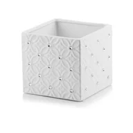 Donice - Osłonka ceramiczna kwadrat glamour biała 14 cm - miniaturka - grafika 1