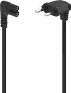 Kable miedziane - Kabel sieciowy, kątowy na obu końcach, wtyczka Euro, podwójny rowek/C7, 3 m, czarny - miniaturka - grafika 1
