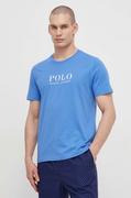 Piżamy męskie - Polo Ralph Lauren t-shirt piżamowy bawełniany kolor niebieski z nadrukiem - miniaturka - grafika 1