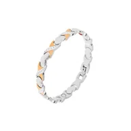 Bransoletki - Bransoletka Magnetyczna Ze Stali Jubilerskiej 316L Srebrno-Złota, Ogniwa X, Serca - miniaturka - grafika 1