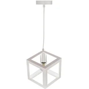 Polux Loftowa LAMPA wisząca SWEDEN 306890 metalowa OPRAWA zwis KOSTKA kwadratowa klatka biała - Lampy sufitowe - miniaturka - grafika 1