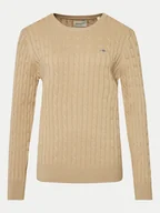 Swetry damskie - Gant Sweter 4800100 Beżowy Slim Fit - miniaturka - grafika 1