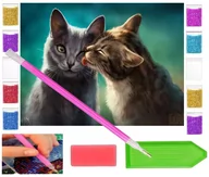 Zabawki kreatywne - Haft diamentowy KOTY kociaki 40x30 OBRAZ duży zabawki kreatywne plastyczne - miniaturka - grafika 1