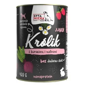 Mokra karma dla psów - Syta Micha Karma Mokra Dla Szczeniąt Królik Z Burakiem I Malinami 400G - miniaturka - grafika 1