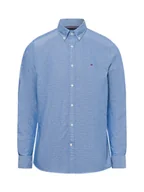 Koszule męskie - Tommy Hilfiger Koszula męska Mężczyźni Slim Fit Bawełna niebieski wypukły wzór tkaniny, M - miniaturka - grafika 1