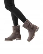 Botki damskie - PANAMA JACK SZARE ZIMOWE BOTKI Z FUTERKIEM NA RZEP 41 J8A - miniaturka - grafika 1