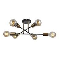 Lampy sufitowe - Salonowa lampa sufitowa Formio PND-4052-6-BL-HBR Italux czarna mosiądz - miniaturka - grafika 1