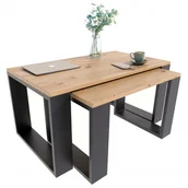 Ławy i stoliki kawowe - Podwójny Stolik Czarny Kawowy Dąb Artisan + E2-T53 - miniaturka - grafika 1