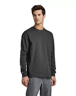 Koszulki męskie - G-STAR RAW Męski T-shirt z logo Tape Tweeter ls, Szary (Cloack C443-5812), L - miniaturka - grafika 1