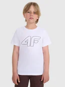 Koszulki dla chłopców - 4F T-shirt regular z nadrukiem chłopięcy - biały 122 (6-7 lat) - miniaturka - grafika 1