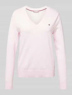Sweter z dzianiny z prążkowanymi wykończeniami - Swetry damskie - miniaturka - grafika 1