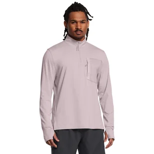 Męski longsleeve do biegania Under Armour UA Trail Run Quarter Zip - beżowy - UNDER ARMOUR - Koszulki sportowe męskie - miniaturka - grafika 1