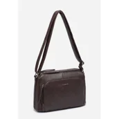 Torebki damskie - Stylowa Pojemna Listonoszka Torebka Damska Brązowa LUIGISANTO Pasek - miniaturka - grafika 1