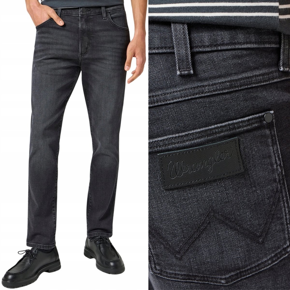 Wrangler LARSTON SLIM TAPERED DOPASOWANE ZWĘŻANE SZARY DżINS W38 L32