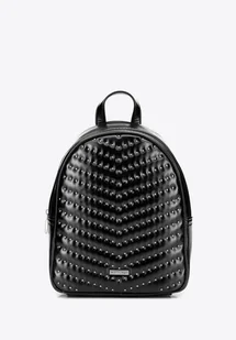 Damski plecak z imitacji skóry z dżetami czarno - grafitowy - Torebki damskie - miniaturka - grafika 1