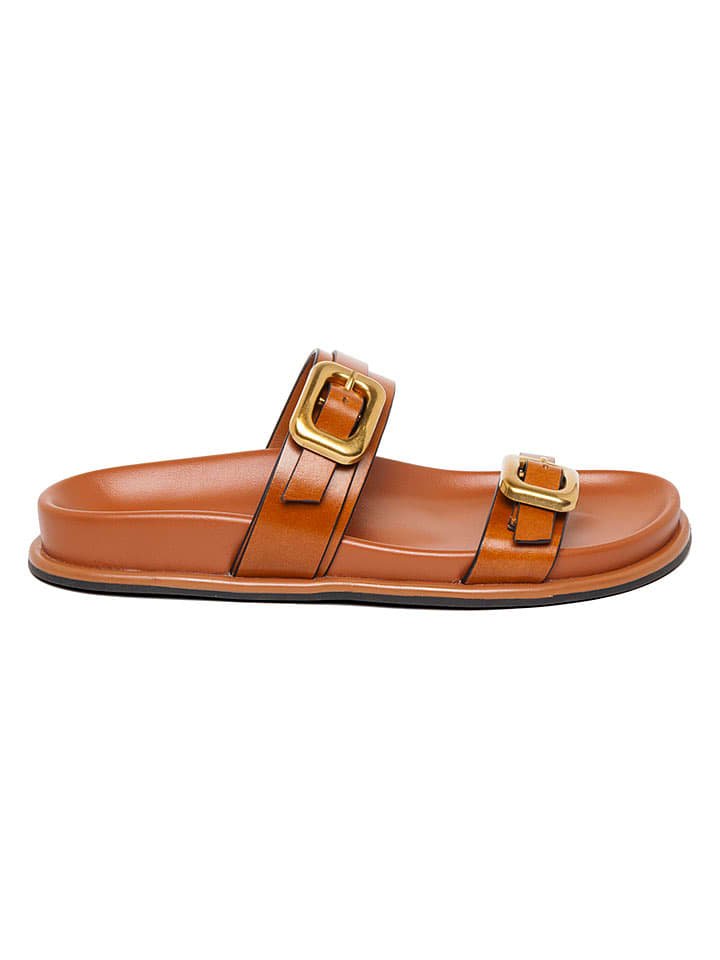 Steve Madden Skórzane klapki w kolorze jasnobrązowym