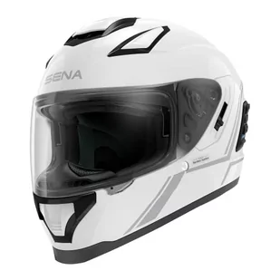 Słuchawki Sena Stryker ECE Bluetooth, Sound by Harman Kardon, wizjer solarny i zintegrowany system Mesh Intercom / MP3 / sterowanie głosowe (białe, XL) - Akcesoria motocyklowe - miniaturka - grafika 1