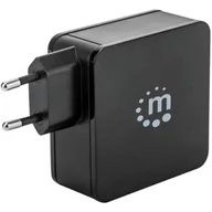 Ładowarki do telefonów - Manhattan Ładowarka Sieciowa Power Delivery 3.0 USB-C 45W 5-20V) USB-A 5V 2.4A Czarna - miniaturka - grafika 1