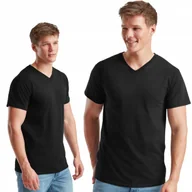 Koszulki męskie - Koszulka Męska 100% Bawełna T-Shirt w serek FRUIT 610660 V-neck CZARNY L - miniaturka - grafika 1