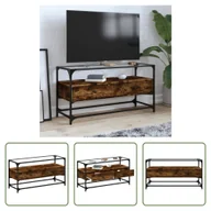 Szafki RTV - The Living Store szafka pod telewizor ze szklanym blatem dąb wędzony 98x35x51cm materiał drewnopochodny - miniaturka - grafika 1