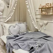 Koce i narzuty dla dzieci - LEKKA NARZUTA 120x200cm WAFELKOWA GRAFITOWA Z FALBANKĄ - miniaturka - grafika 1