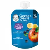 Desery dla dzieci - Gerber Deser w tubce jabłko, jagoda, banan po 6. miesiącu 80 g - miniaturka - grafika 1