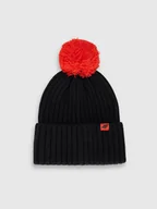 Czapki dla dzieci - 4F Czapka z pomponem dziecięca - czarna Uniwersalny - miniaturka - grafika 1