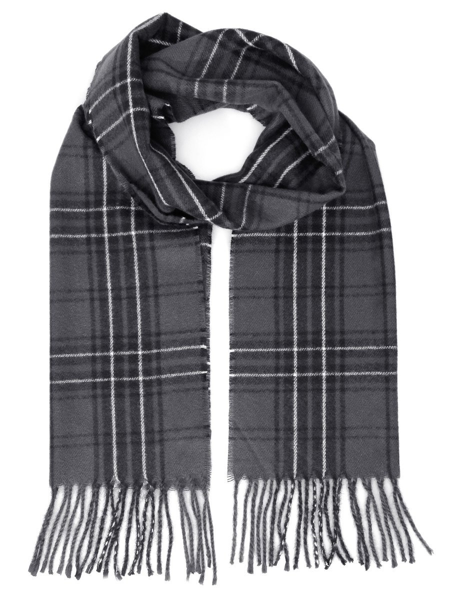 Szary szalik męski w kratę R44