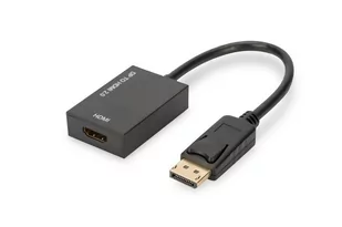 ASSMANN Kabel DisplayPort Adapter, DP  HDMI typ A, 0.2 m, z blokadą, HDMI Ver. 2.0,,,,, aktywny, czarna AK-340415-002-S - Kable komputerowe i do monitorów - miniaturka - grafika 1