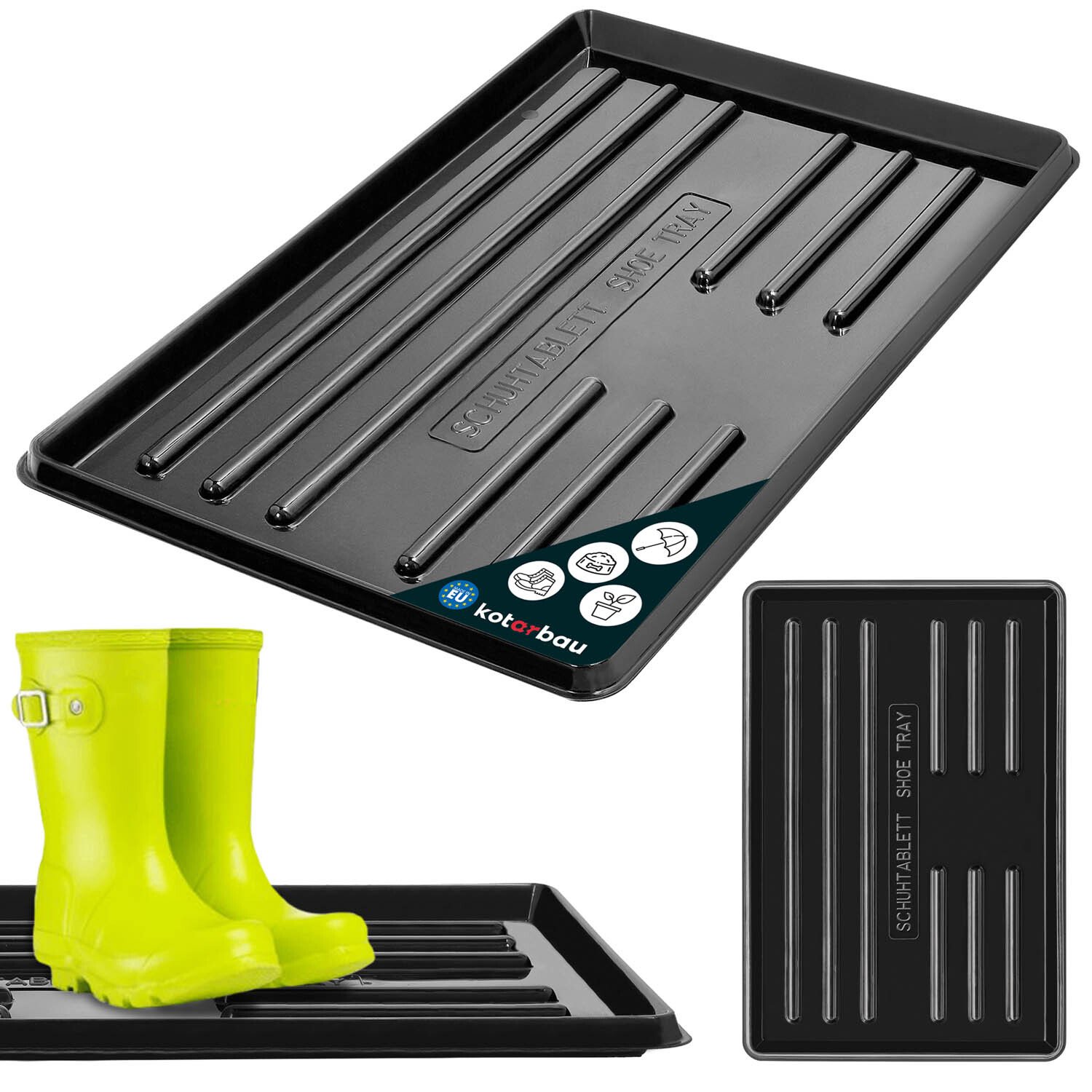 KOTARBAU® Ociekacz na buty 60x40cm Mata na buty z podwyższoną krawędzią Ociekacz na buty Plastikowy stojak na buty Ociekacz na buty dla zwierząt domowych Czarny