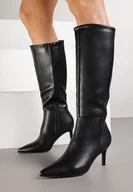 Kozaki damskie - Czarne Klasyczne Kozaki na Szpilce z Noskiem w Szpic Latirella - Born2be - miniaturka - grafika 1