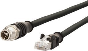 Metz Kabel połączeniowy METZ CONNECT M12 męski-RJ45 męski, 4-stykowy, kodowany X, czarny, 2 m