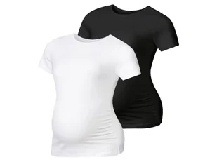 esmara® Koszulki ciążowe z bawełną, 2 sztuki (XL (48/50), Czarny/ biały) - Bluzki ciążowe - miniaturka - grafika 1