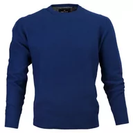 Swetry męskie - Sweter Bawełniany, Niebieski, Drobny Tłoczony Wzór, Okrągły Dekolt, U-neck, Męski -Pako Jeans - miniaturka - grafika 1