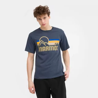 Koszulki sportowe męskie - Męski t-shirt z nadrukiem MARMOT Coastal Tee - granatowy - grafika 1
