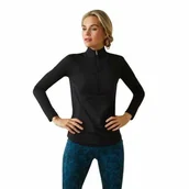 Koszulki jeździeckie - Ariat Bluzka damska BREATHE 1/4 ZIP - black - miniaturka - grafika 1