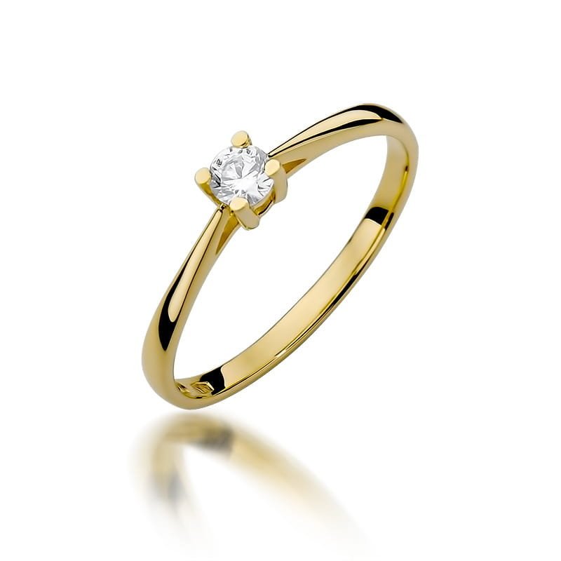 Złoty pierścionek Diament 0,15ct żółte złoto pr. 585