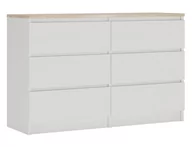Komody - Komoda 120 cm z sześcioma szufladami w stylu skandynawskim, kolor: biały/top sonoma, Wymiary: 120 cm x 39 cm x 78 cm - miniaturka - grafika 1