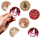 Akcesoria do pakowania - Naklejki Świąteczne Wesołych Świąt 110Szt Etykiety / - miniaturka - grafika 1