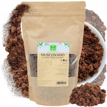 Cukier Trzcinowy Muscovado naturalny 1kg nierafinowany ciemny