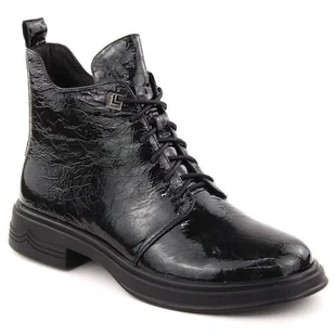 Skórzane botki damskie lakierowane zielone D&A S.Barski Premium Collection LZ42-042 - Botki damskie - miniaturka - grafika 1