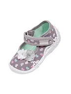 Kapcie damskie - Dziewczęce kapcie tekstylne serduszka szare Viggami - miniaturka - grafika 1