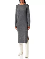 Sukienki - Bestseller A/S Damska sukienka VMLEFILE LS Boatneck Calf Dress NOOS, Medium Grey Melange, XS, Medium Grey Melange, XS - miniaturka - grafika 1