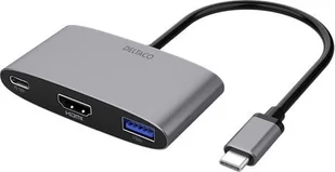 Adapter USB Deltaco Adapter DELTACO USB-C to HDMI and USB-A - Adaptery i przejściówki - miniaturka - grafika 1