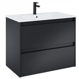 ROCA A852014532 ALPINE zestaw meblowy 2 szufladowy 80 Czarny Mat - Szafki łazienkowe - miniaturka - grafika 1