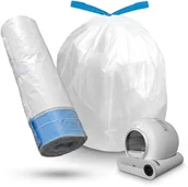 Kuwety dla kotów - Worki do Kuwety Automatycznej dla Kota GOMEDIA X30 15 szt Białe Mocne Taśma - miniaturka - grafika 1