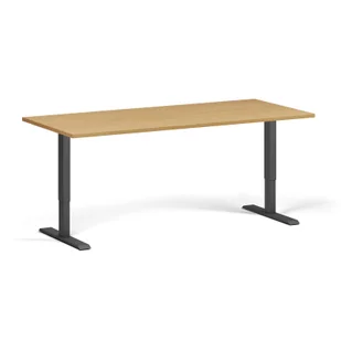 Stół z regulacją wysokości, 1 silnik, 745 - 1235 mm, blat 1800 x 800 mm, podstawa czarna, buk - Stoły i stoliki do biura - miniaturka - grafika 1