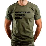 Koszulki męskie - T-Shirt z napisem "Positive Vibes Only" Bawełna XL - miniaturka - grafika 1