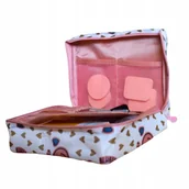 Kosmetyczki, organizery i kuferki - Kosmetyczka podróżna z wkładką na akcesoria MALLORCA różowa w serca - miniaturka - grafika 1
